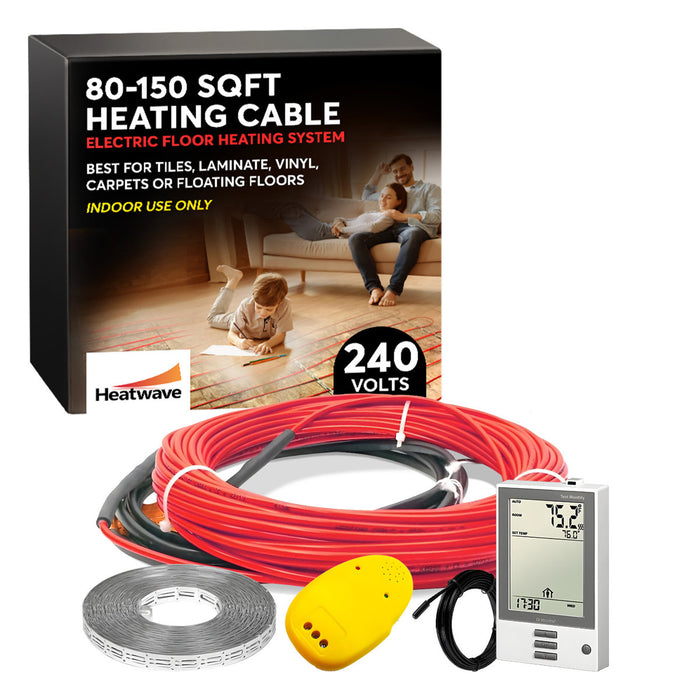 0.25 W 240 Volt Underfloor Heating System Kit with Programmable Thermostat