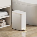 1.6 Gallon Slim Metal Step On Bathroom Trash Can With Lid Soft Close,Rectangular,White,Comes With Inner Bucket And 60 Trash Bags,Wastebasket For Narrow Spaces,Rv,Home,Office,Bedroom