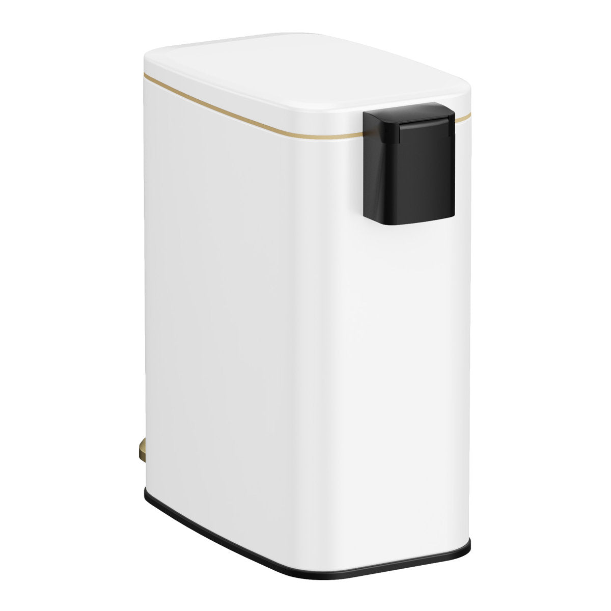 1.6 Gallon Slim Metal Step On Bathroom Trash Can With Lid Soft Close,Rectangular,White,Comes With Inner Bucket And 60 Trash Bags,Wastebasket For Narrow Spaces,Rv,Home,Office,Bedroom
