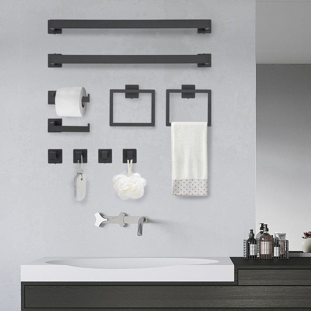 10-Pieces Matte Black Bathroom Accessories Set Y2569