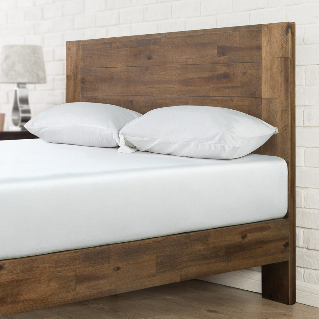 10" Medium Cooling Gel Memory Foam Mattress And Marvelwood Solid Wood Platform Bed Frame Set-queen, Dark Natural Wood