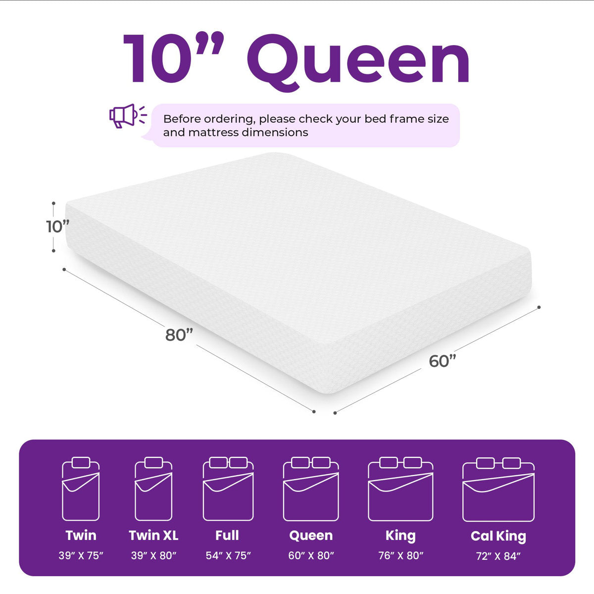 10" Medium Memory Foam Mattress