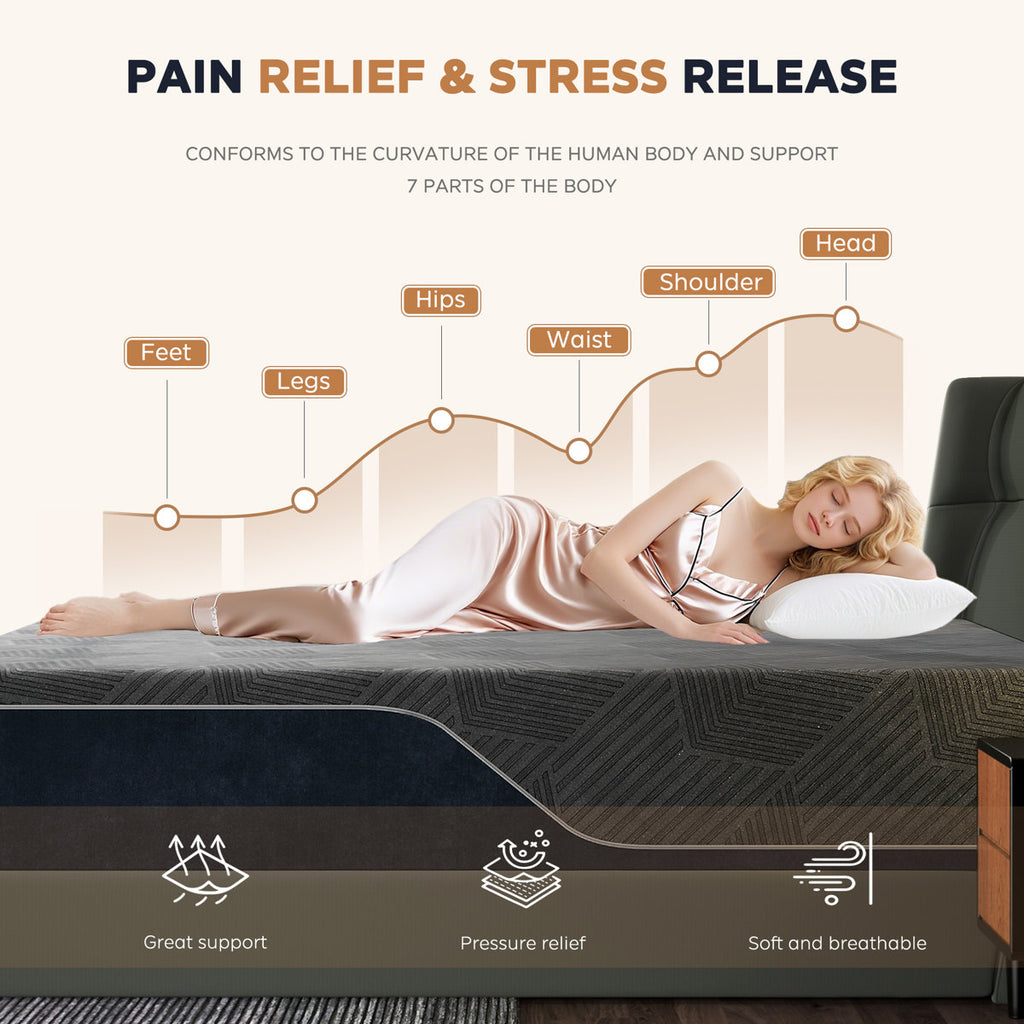 10 Inch Gel Memory Foam Mattress Queen Size, Medium Firm Pressure Relief, CertiPUR-US Certified, with Removable Washable Cover, Mattress in a Box