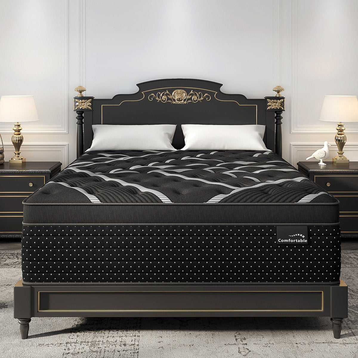 12"/14" Medium-Firm Hybrid Mattress with Gel Memory Foam, Fiberglass-Free Mattress in a Box for Twin/Full/Queen/King