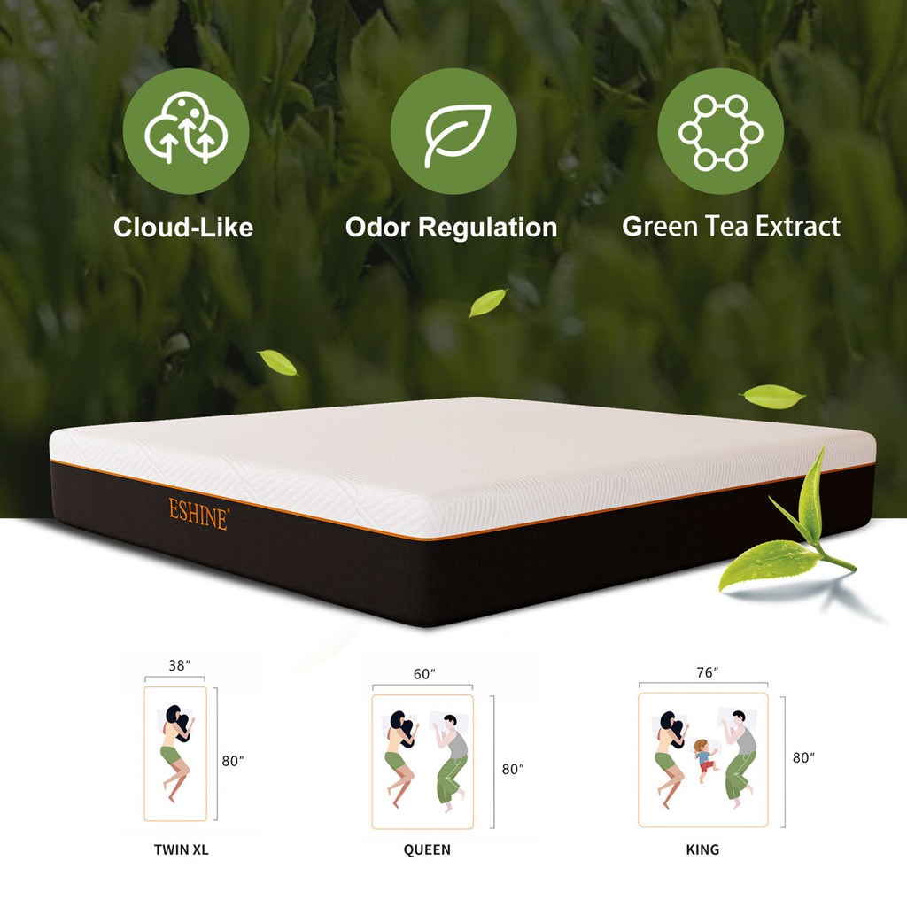 12" Medium-Plush Memory Foam Mattress with Green Tea–Infused Foam & Graphene Cover – 100-Night Free Trial