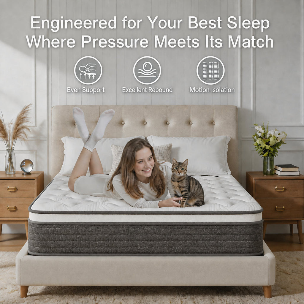 12" Medium Firm Cooling Hybrid Mattress in a Box with Gel Memory Foam & Pocket Springs, Pressure Relief, Motion Isolation, Edge Support, CertiPUR-US