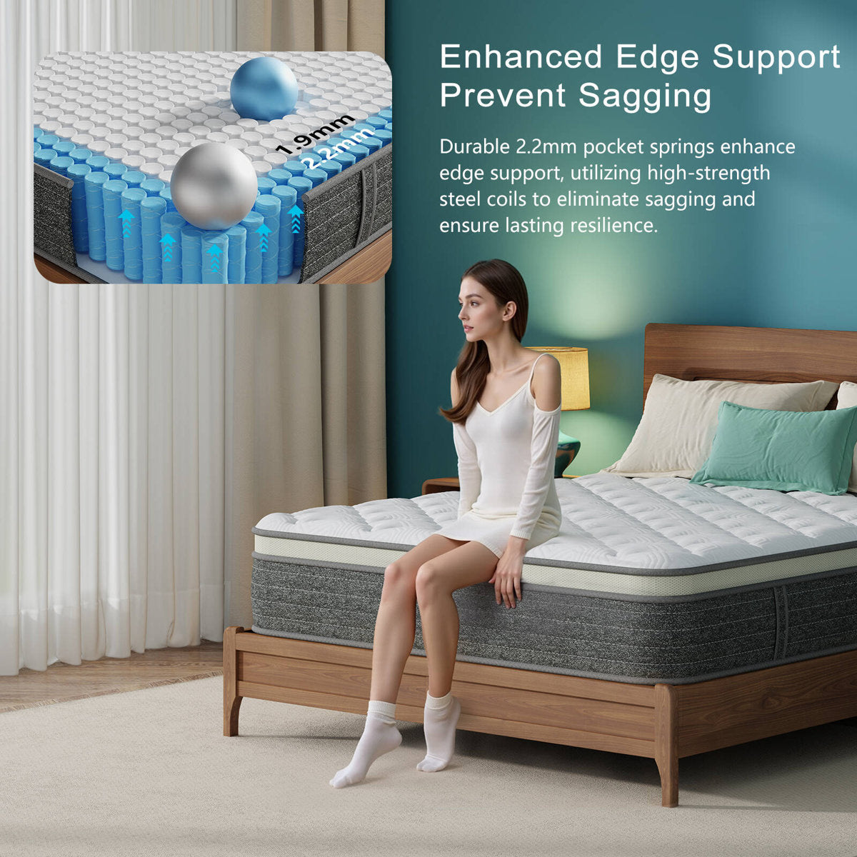 12" Medium Firm Cooling Hybrid Mattress in a Box with Gel Memory Foam & Pocket Springs, Pressure Relief, Motion Isolation, Edge Support, CertiPUR-US