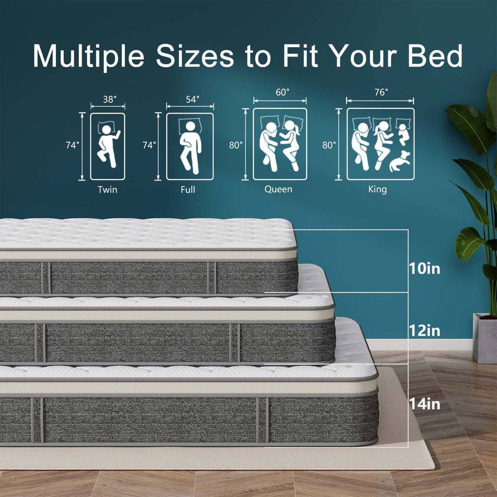 12" Medium Firm Cooling Hybrid Mattress in a Box with Gel Memory Foam & Pocket Springs, Pressure Relief, Motion Isolation, Edge Support, CertiPUR-US