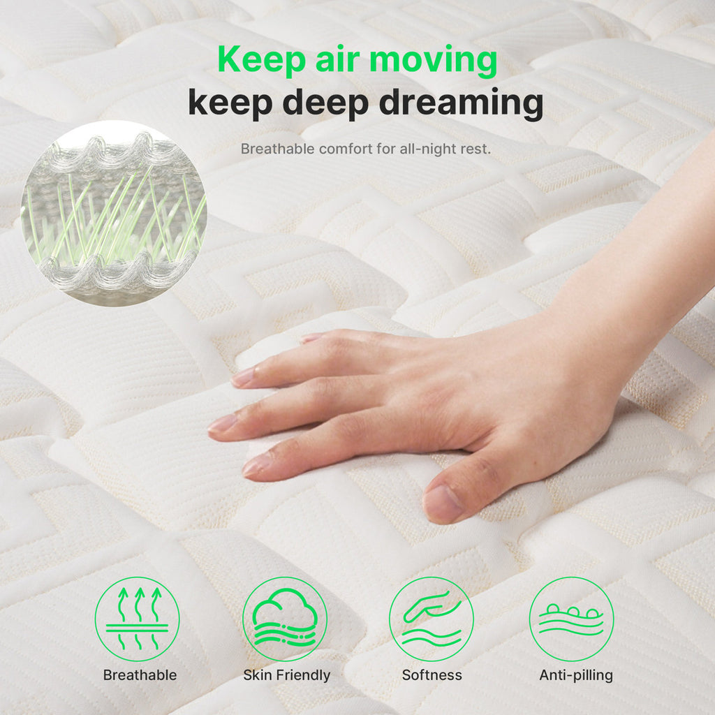 12" Queen Hybrid Memory Foam Mattress in a Box, Individual Pocket Springs for Motion Isolation, Silent Sleep & Pressure Relief