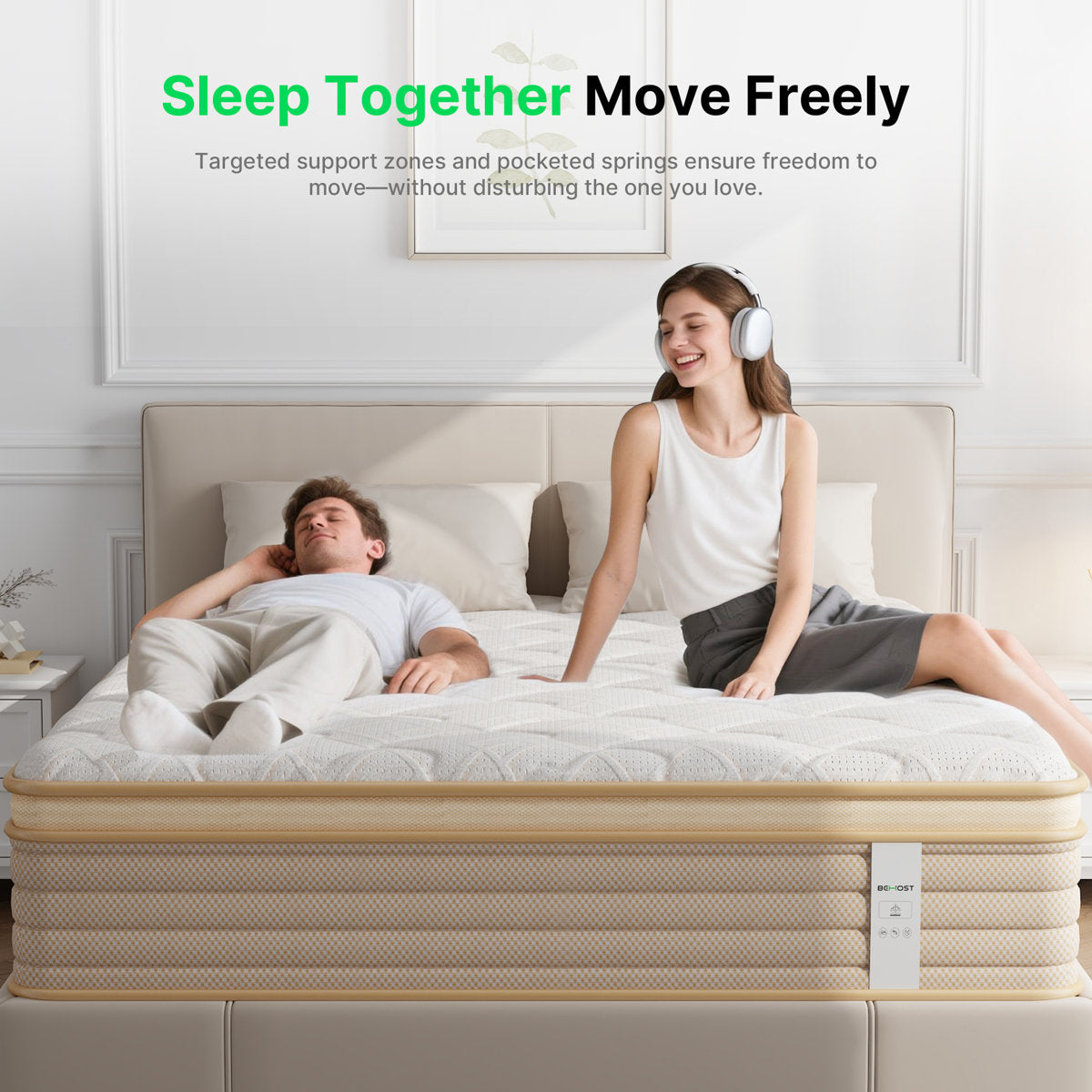12" Queen Hybrid Memory Foam Mattress in a Box, Individual Pocket Springs for Motion Isolation, Silent Sleep & Pressure Relief