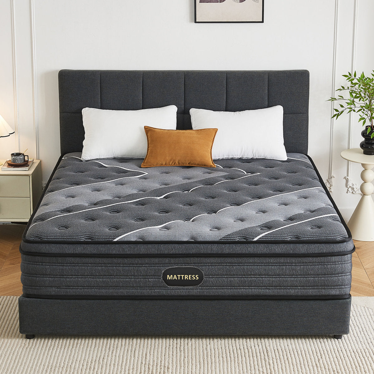12" Queen Medium Hybrid Mattress, Cooling Gel Memory Foam Pocket Coil Mattress in a Box, Reinforced Edge Support, Fiberglass-Free, CertiPUR-US Certified