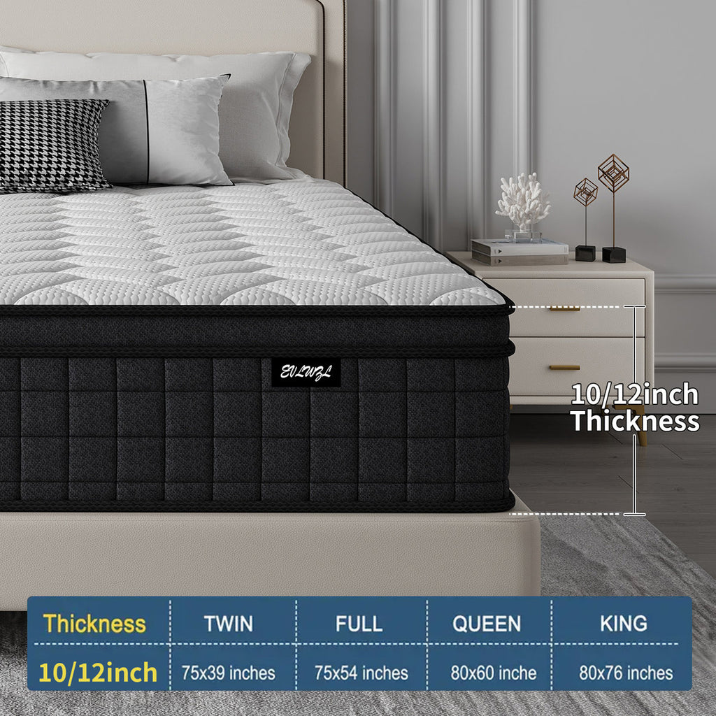 12''Medium Firm Hybrid Mattress – Pocket Springs, Motion Isolation & CertiPUR-US