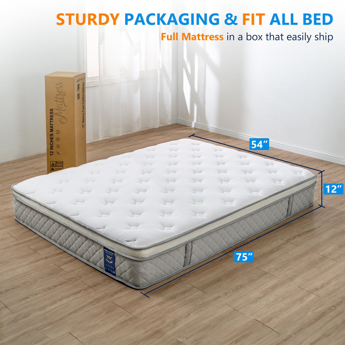 12/14‘’ Hybrid and Cooling Foam Plush Mattress, Pressure Relief, and Motion Isolation, CertiPUR-US, Mattress in a Box