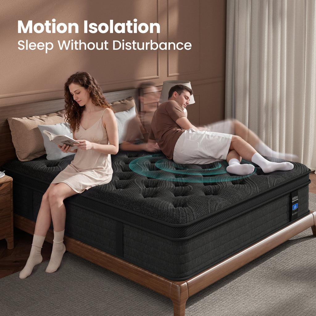 12 Inch Full Size Mattress, Pocket Springs & Memory Foam, Pressure Relief, Motion Isolation, Fiberglass-Free, Mattress in a Box