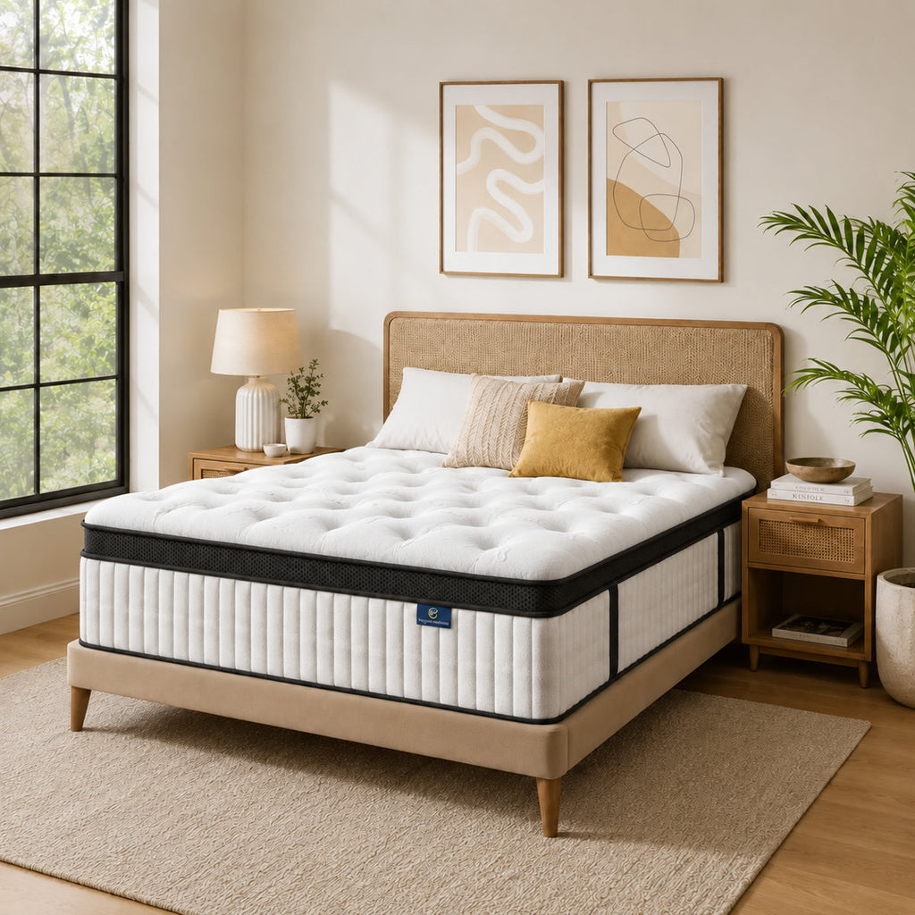 12 Inch Queen Mattress, Memory Foam Hybrid Mattress in a Box with Cooling Gel and Pocket Springs, Medium Firm Support Mattress