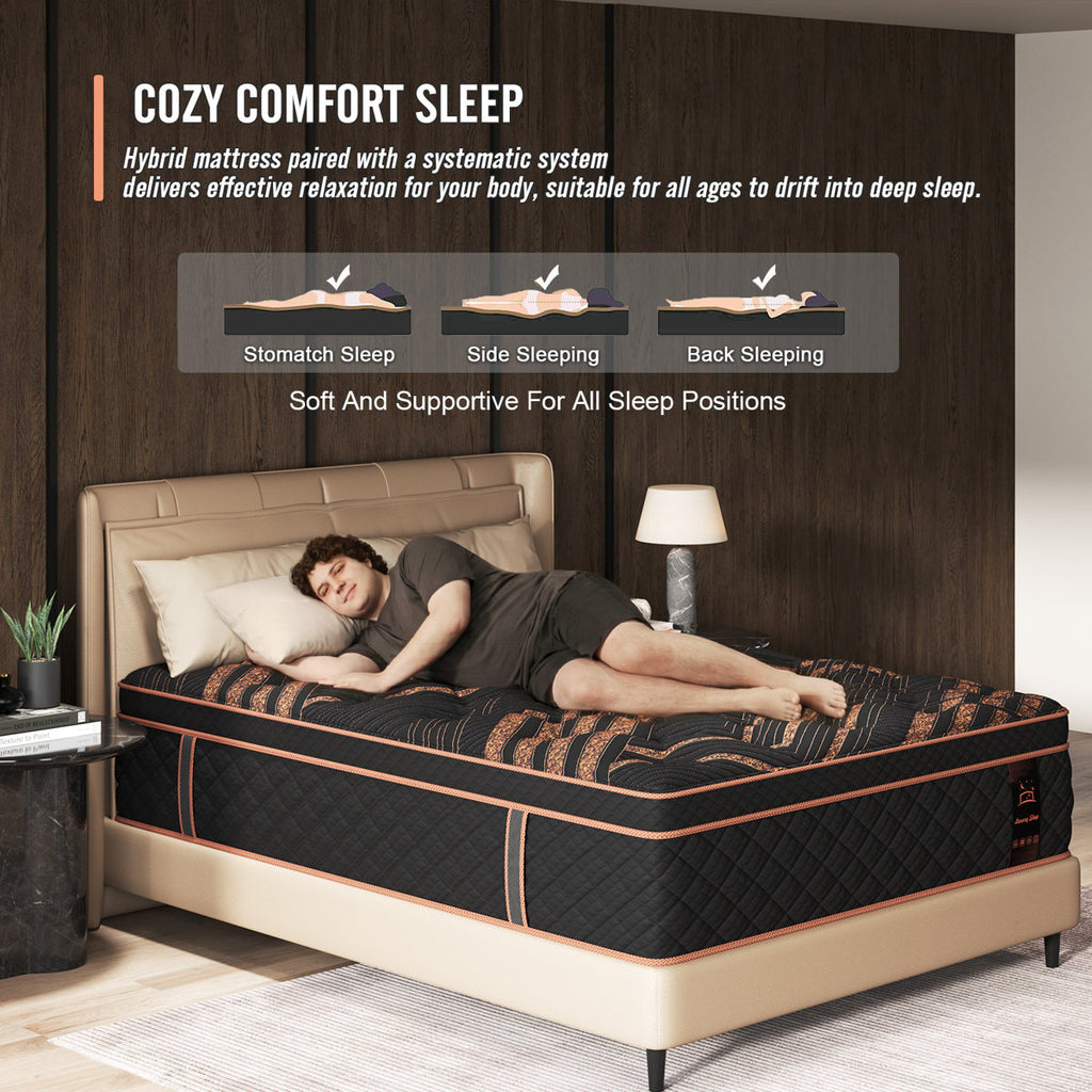14-Inch Medium-Firm Hybrid Mattress with Gel Memory Foam & Pocket Coils, Mattress in a Box
