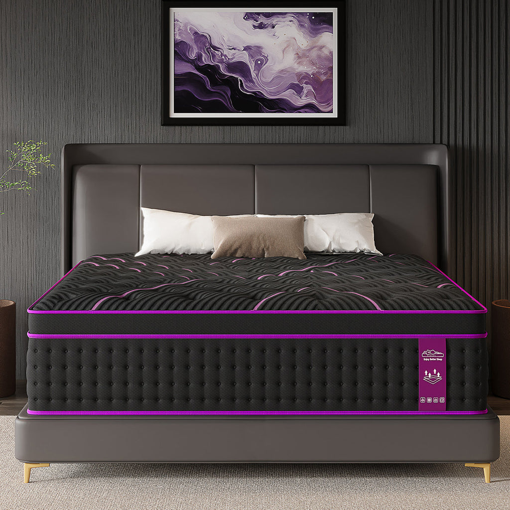 14" Medium-Firm Hybrid Mattress with Gel Memory Foam & Pocket Coils, Mattress in a Box