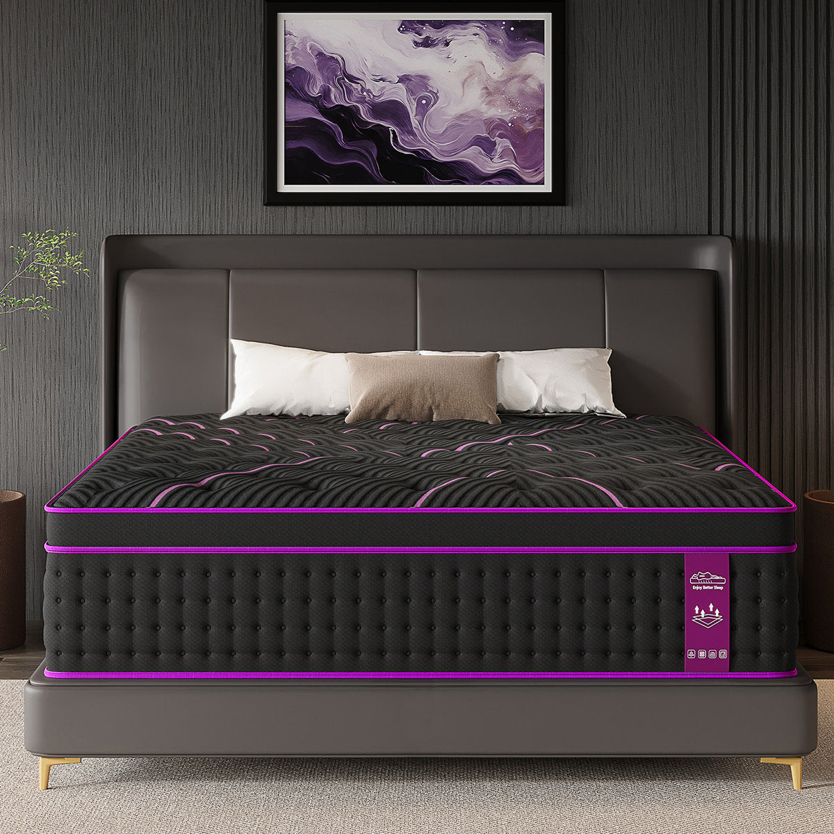 14" Medium-Firm Hybrid Mattress with Gel Memory Foam & Pocket Coils, Mattress in a Box