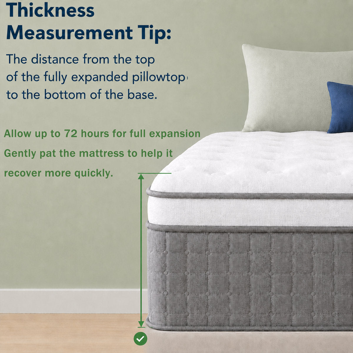 14" Medium Firm Pillow Top Hybrid Mattress with Gel Memory Foam and Pocket Springs, Motion Isolation, Pressure Relief, CertiPUR-US & OEKO-TEX Certified