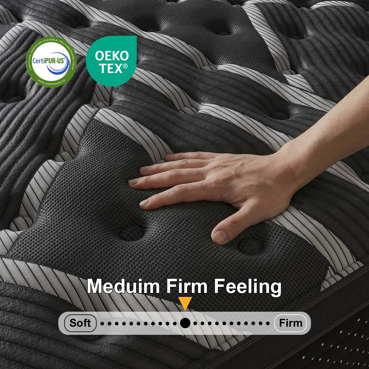 14''Medium-Firm Hybrid Mattress with Cooling Gel Memory Foam, Individually Wrapped Pocket Coils, Mattress in a Box