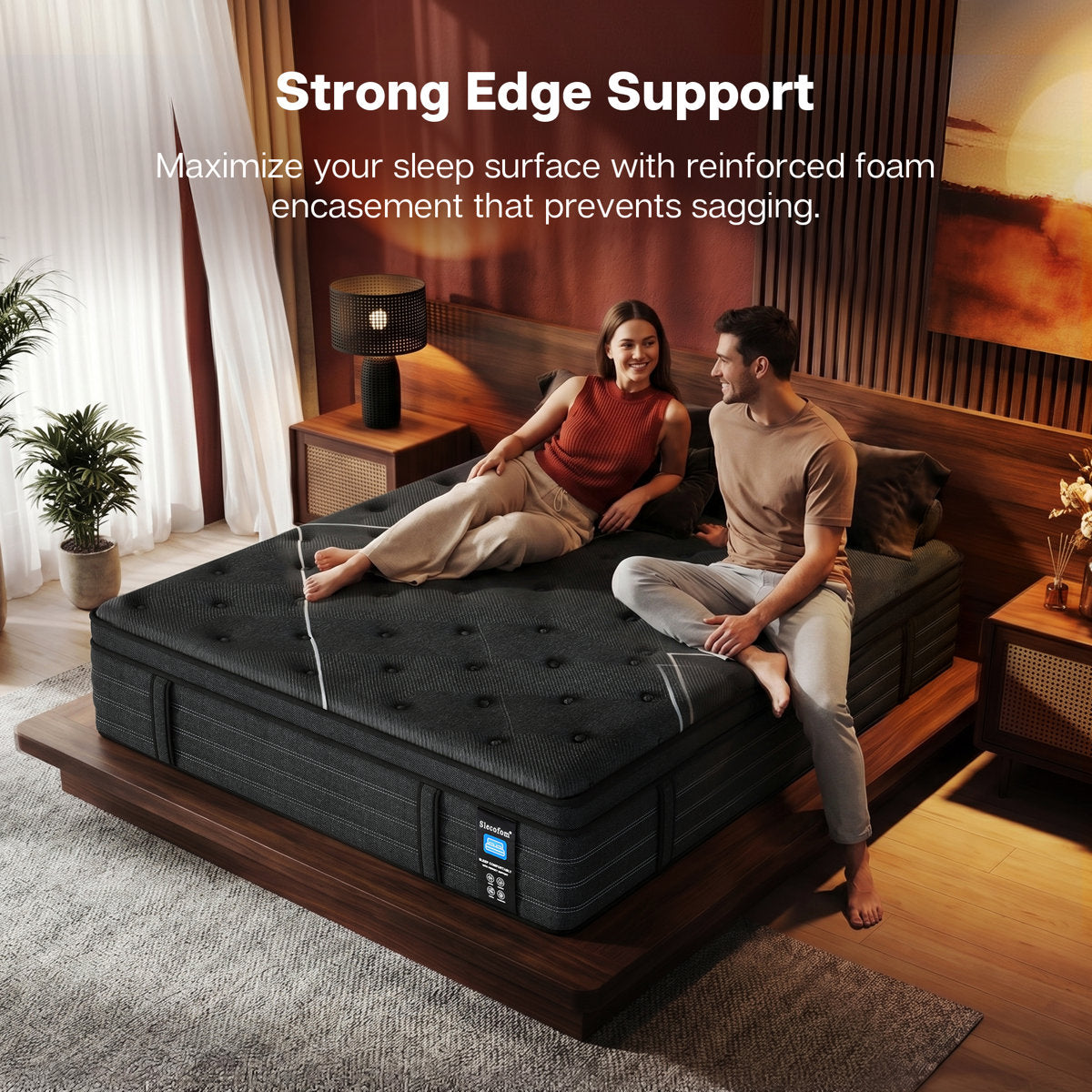 14 Inch Firm King Size Hybrid Mattress with Gel Memory Foam & Pocket Springs for Back Pain Relief and Edge Support
