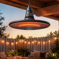 1500W Electric Patio Heater, IP65 Hanging?Infrared Outdoor?Heater with Carbon Fiber Tube, LED Screen, Remote Control for Garage, Patios, Gazebo, Balcony, Black