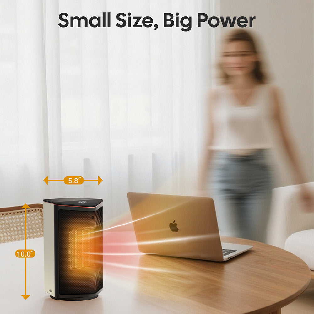 1500W Portable Ceramic Forced Air Space Heater with Thermostat, 70¡ã Oscillation, 3 Heat Modes, 12H Timer, White Small Heater for Bedroom Office Desk
