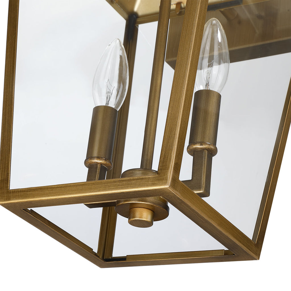 17 In. 2-light Brushed Brass Outdoor Wall Lantern Light