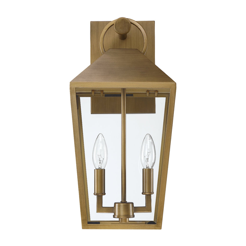 17 In. 2-light Brushed Brass Outdoor Wall Lantern Light