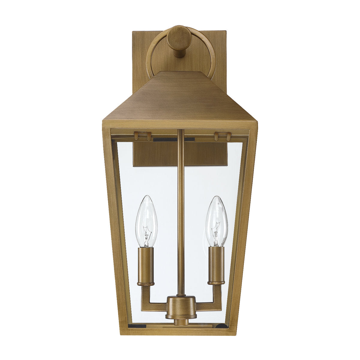 17 In. 2-light Brushed Brass Outdoor Wall Lantern Light
