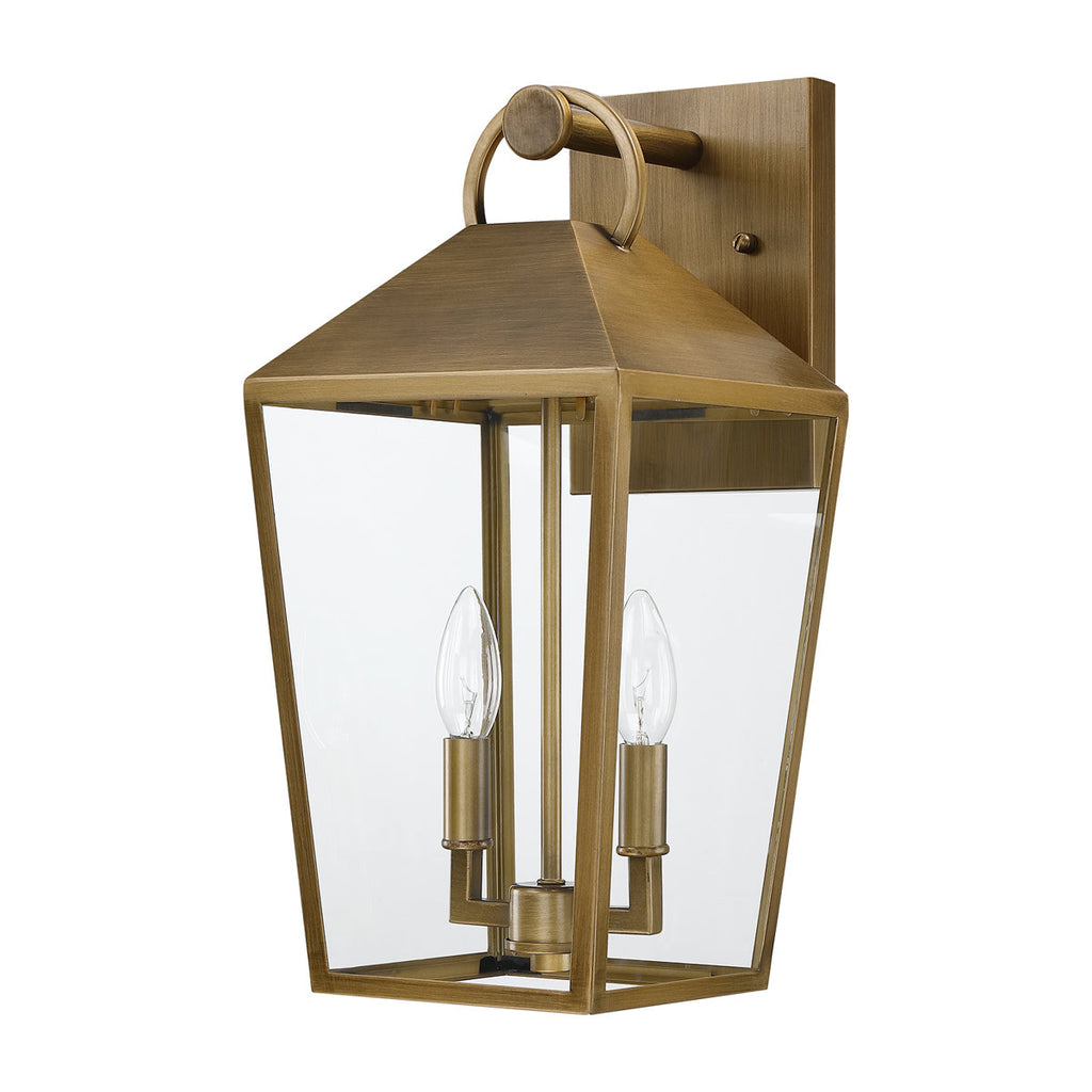 17 In. 2-light Brushed Brass Outdoor Wall Lantern Light