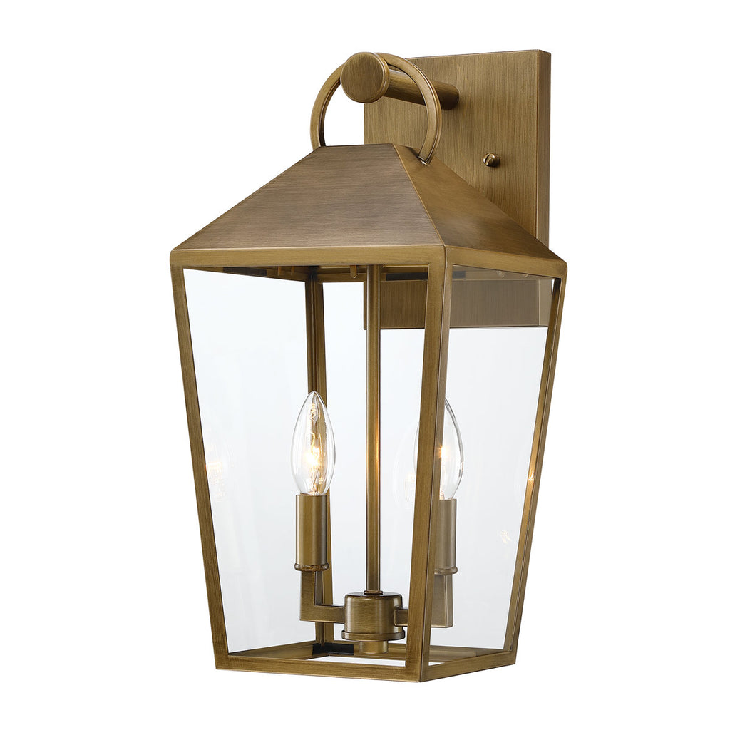 17 In. 2-light Brushed Brass Outdoor Wall Lantern Light