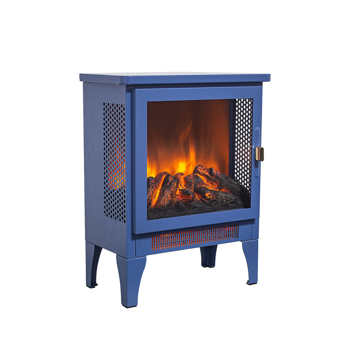 17 inch Freestanding Electric Fireplace Stove heater with 3D Flame effect,Classic Blue