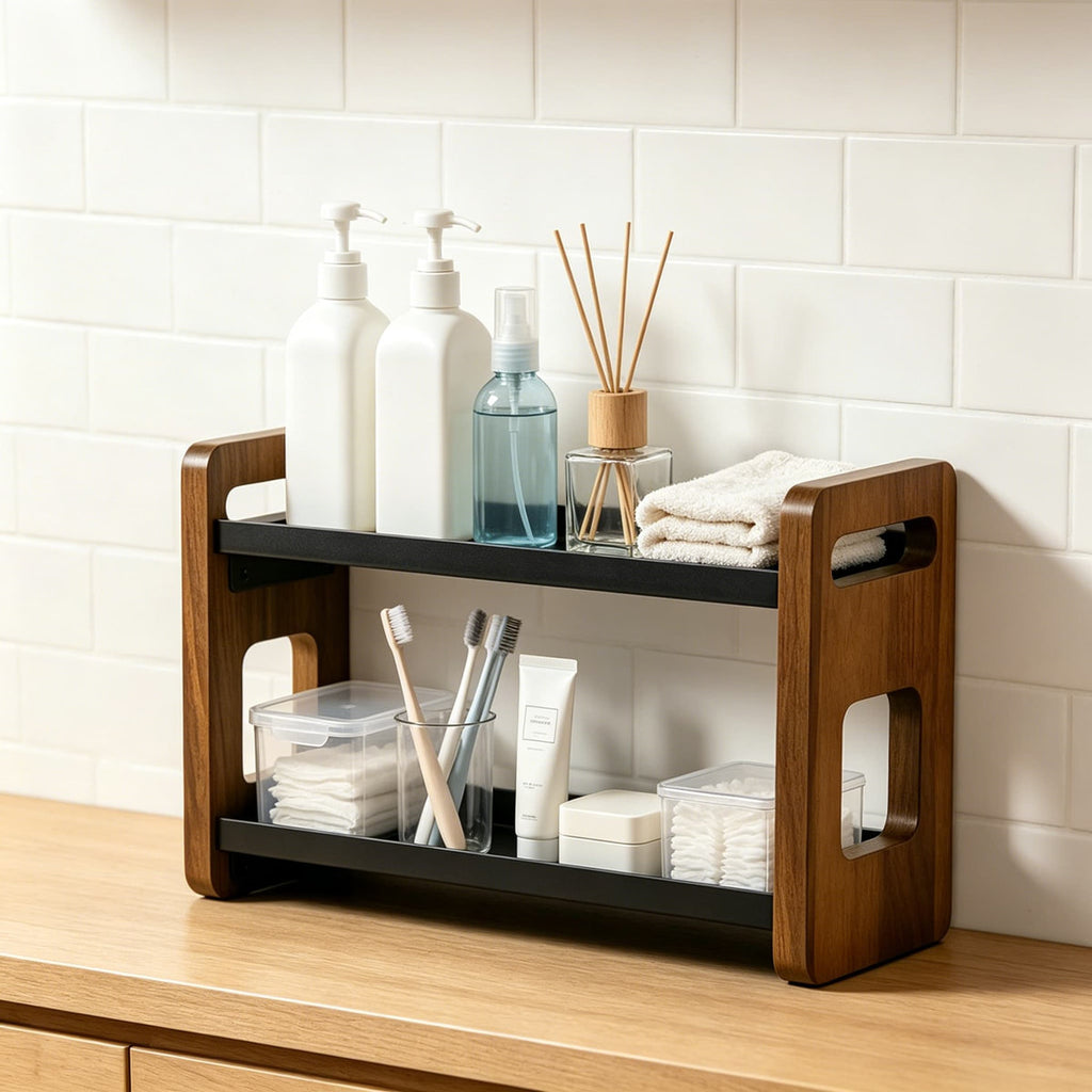 2-Tier Bathroom Countertop Organizer, Vanity Sink Shelf for Skin Care, Makeup, Cologne and Perfume Storage, Small Dresser Counter Storage