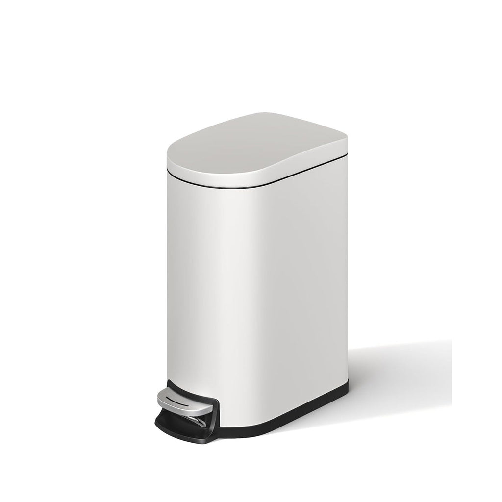 2.6 Gal / 10L Stainless Steel Kitchen Trash Can, Slim Step-On Soft-Close Waste Bin for Bathroom Bedroom