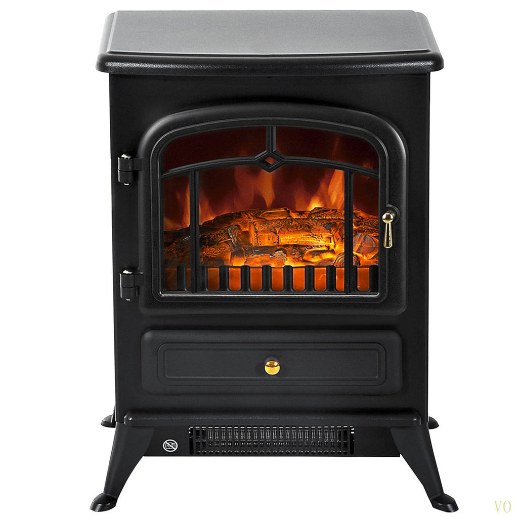 22 Electric Fireplace Heater, Freestanding Fire Place Stove With Realistic LED Flames And Logs, And Overheating Protection, 750W/1500W