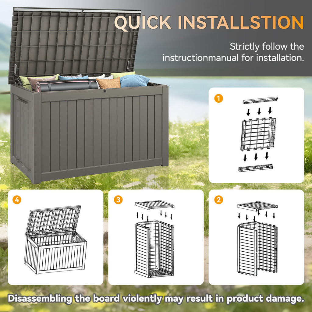 260 Gallon Outdoor Storage Box Waterproof with Lockable Lid