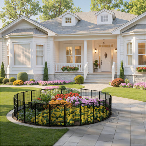 (8 Fence Panels) No Dig Easy Install Metal Fence, Decorative Fence Ideal For Garden Fencing For Dogs, Temporary Fence Or Garden Fence Animal Barrier