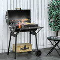 30" Charcoal Grill - Portable Steel Bbq Smoker With Storage Shelf & Wheels For Outdoor Camping Black Bbq, Use