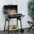 30" Portable Charcoal Bbq, - Steel Outdoor Smoker With Storage Shelf For Picnic Use Black Bbq Grill Space & Wheels Camping