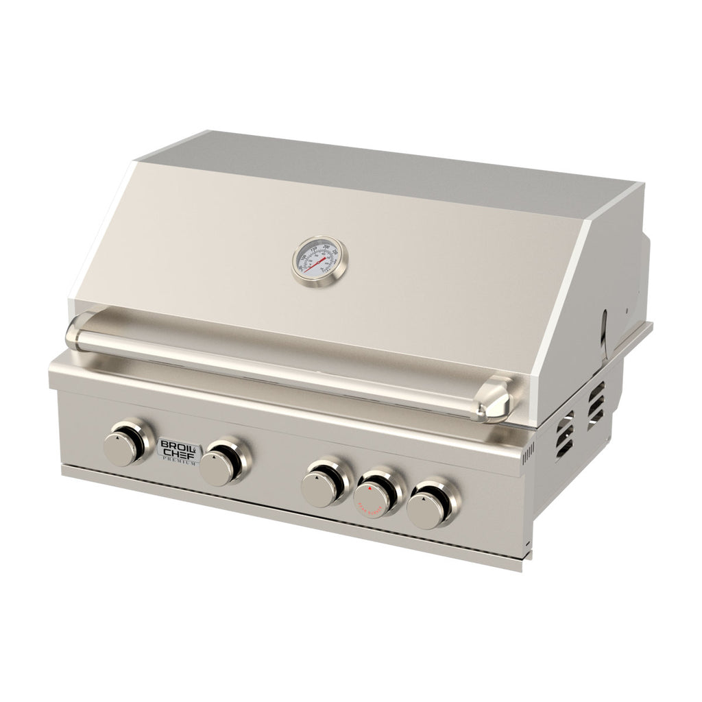 32-inch Built-in  Steel 4+1RL-Burner Outdoor Kitchen Island BBQ Propane Grill with Infrared Rear Burner Oven 304 High-Grade Stainless Steel, 4 Main Burners+1 Infrared Rear Burner with Rear Burner BCP-500
