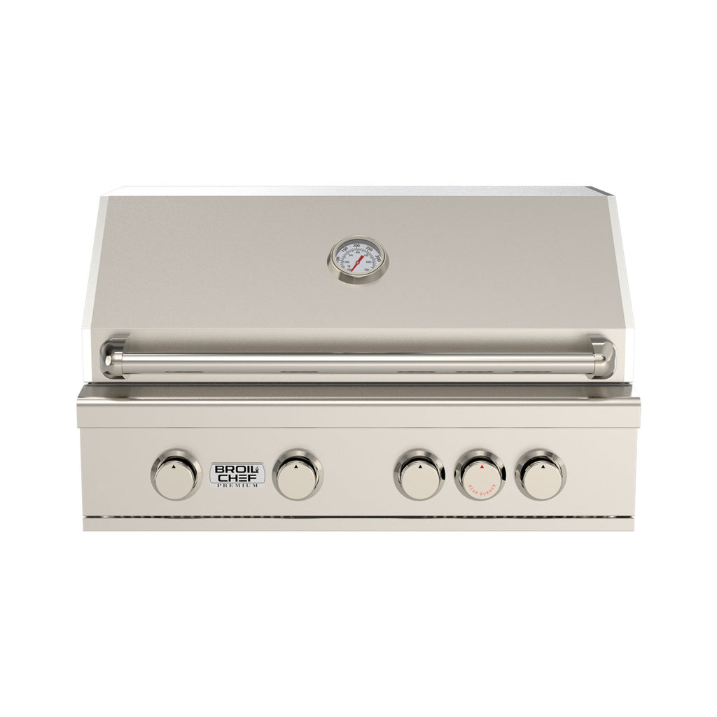 32-inch Built-in  Steel 4+1RL-Burner Outdoor Kitchen Island BBQ Propane Grill with Infrared Rear Burner Oven 304 High-Grade Stainless Steel, 4 Main Burners+1 Infrared Rear Burner with Rear Burner BCP-500
