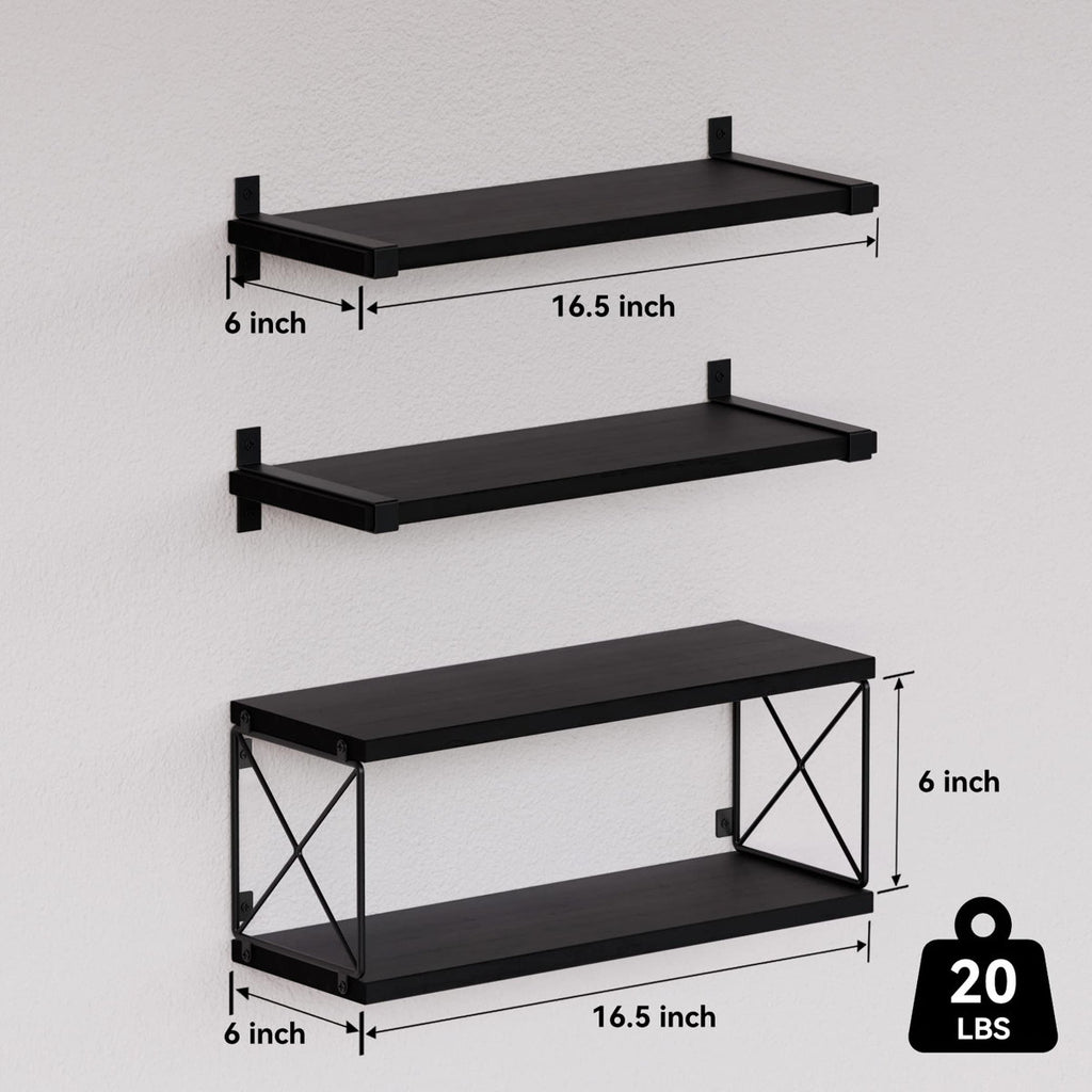 3 Piece Pine Floating Shelf