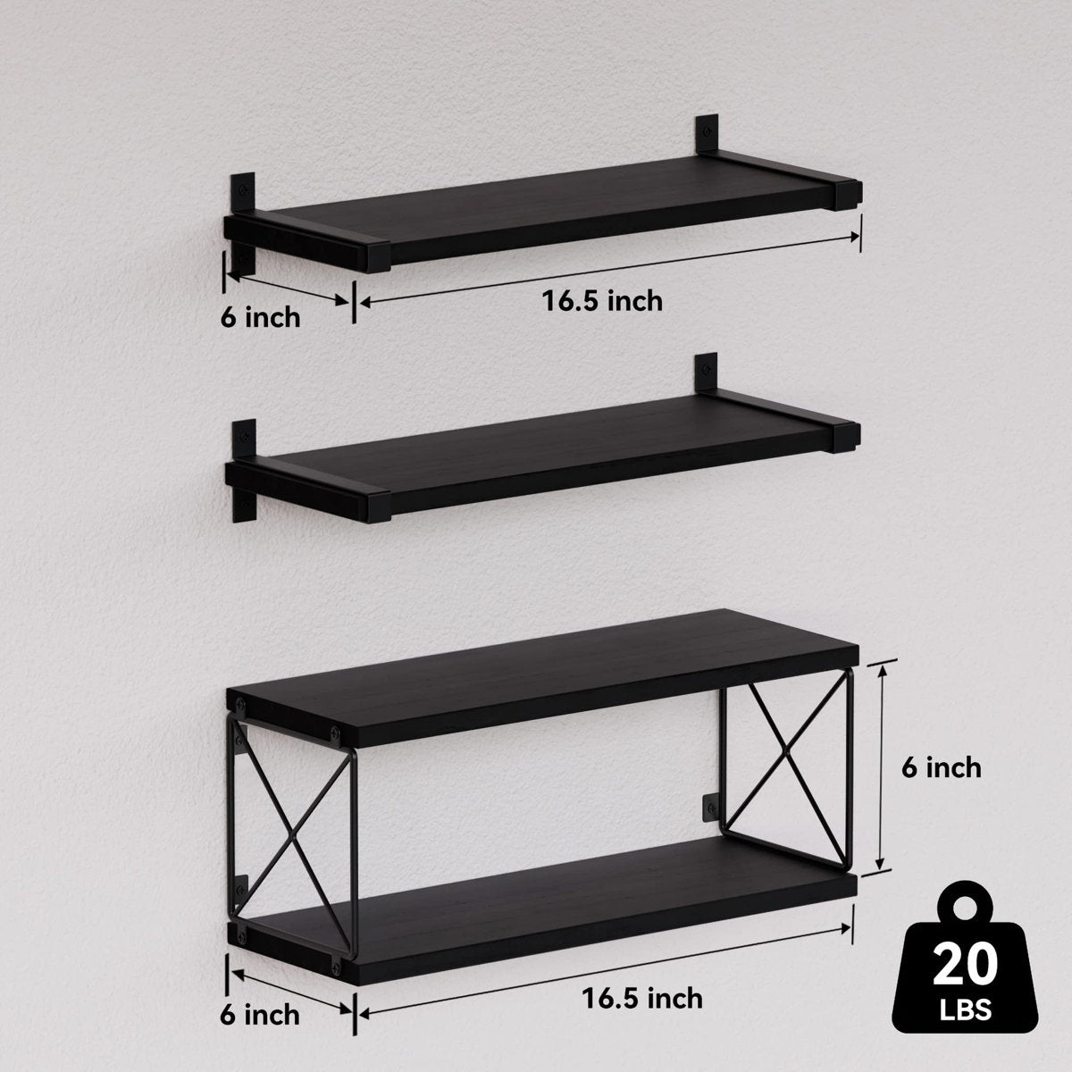 3 Piece Pine Floating Shelf