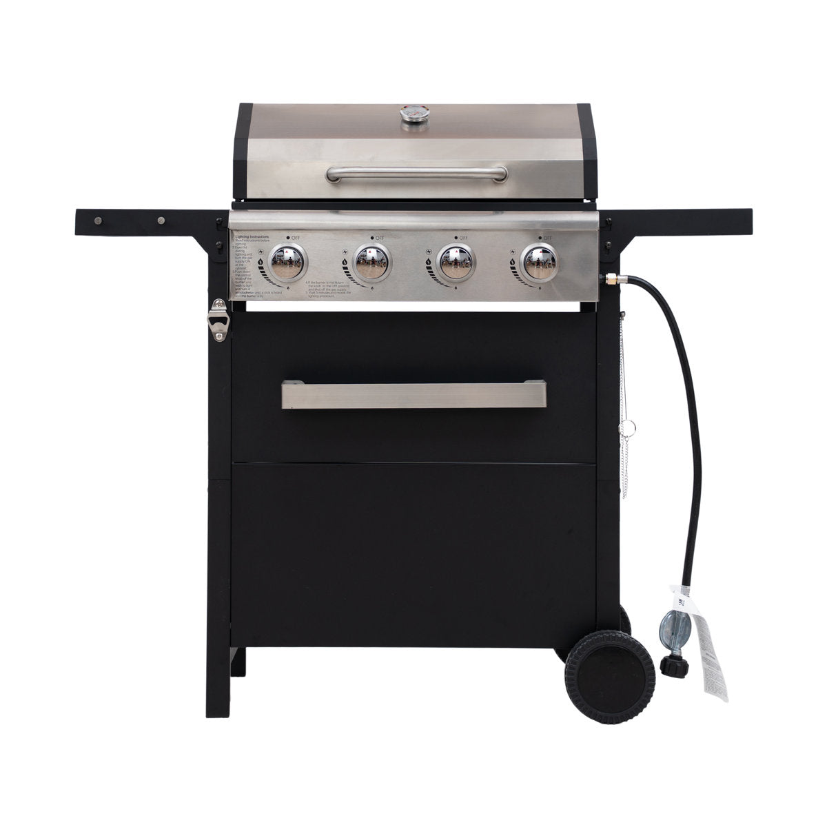 4-Burner Outdoor Gas Grill with Side Shelf & Thermometer