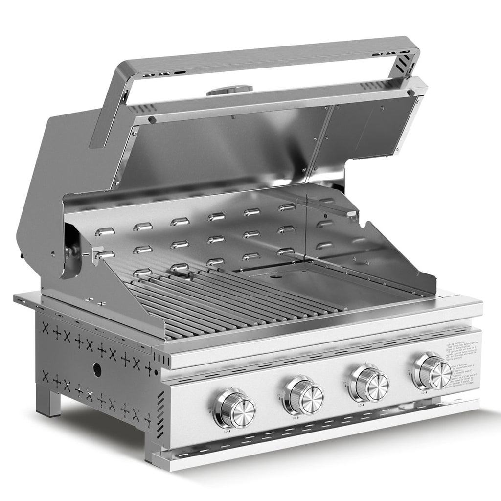 4-burner 8000btu Grill - Full Sus304 Stainless Steel, Built-in/countertop, Front Grease Pan