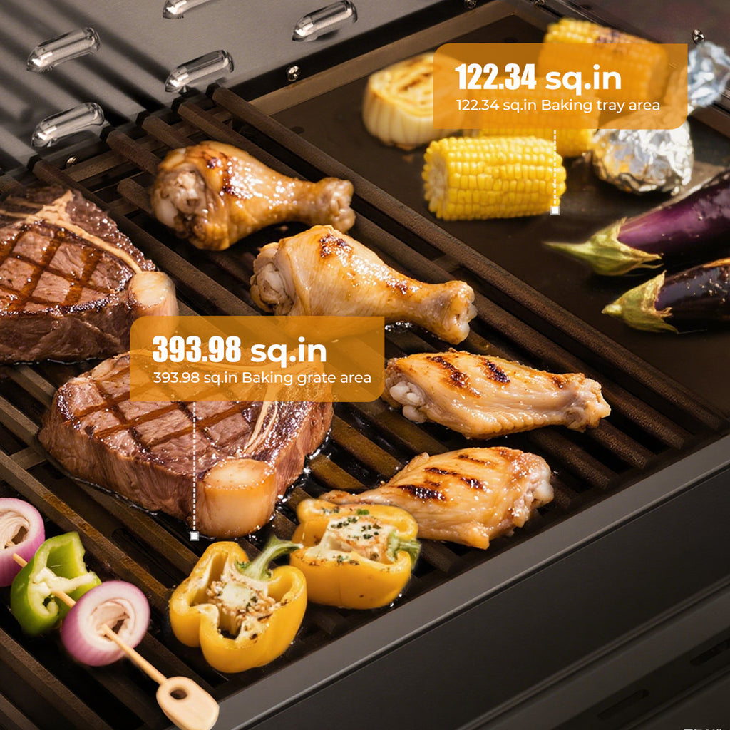 4-burner 8000btu Grill - Full Sus304 Stainless Steel, Built-in/countertop, Front Grease Pan