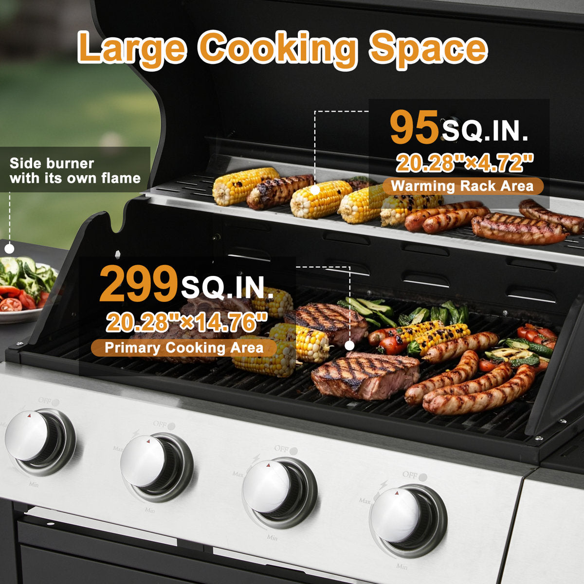 4-burner Propane Gas Grill With Side Burner