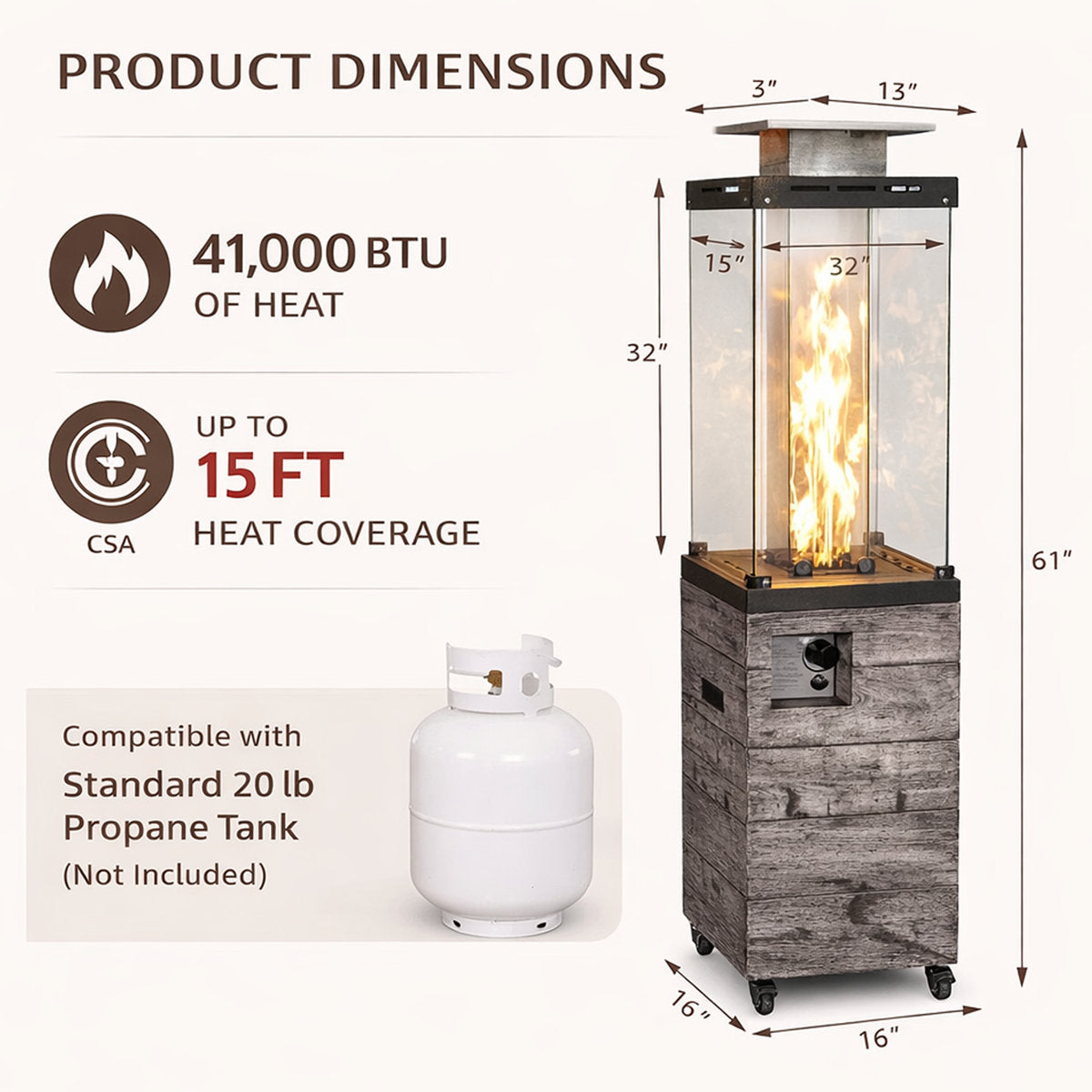 41000 Propane Standing Patio Heater(Set of 2)