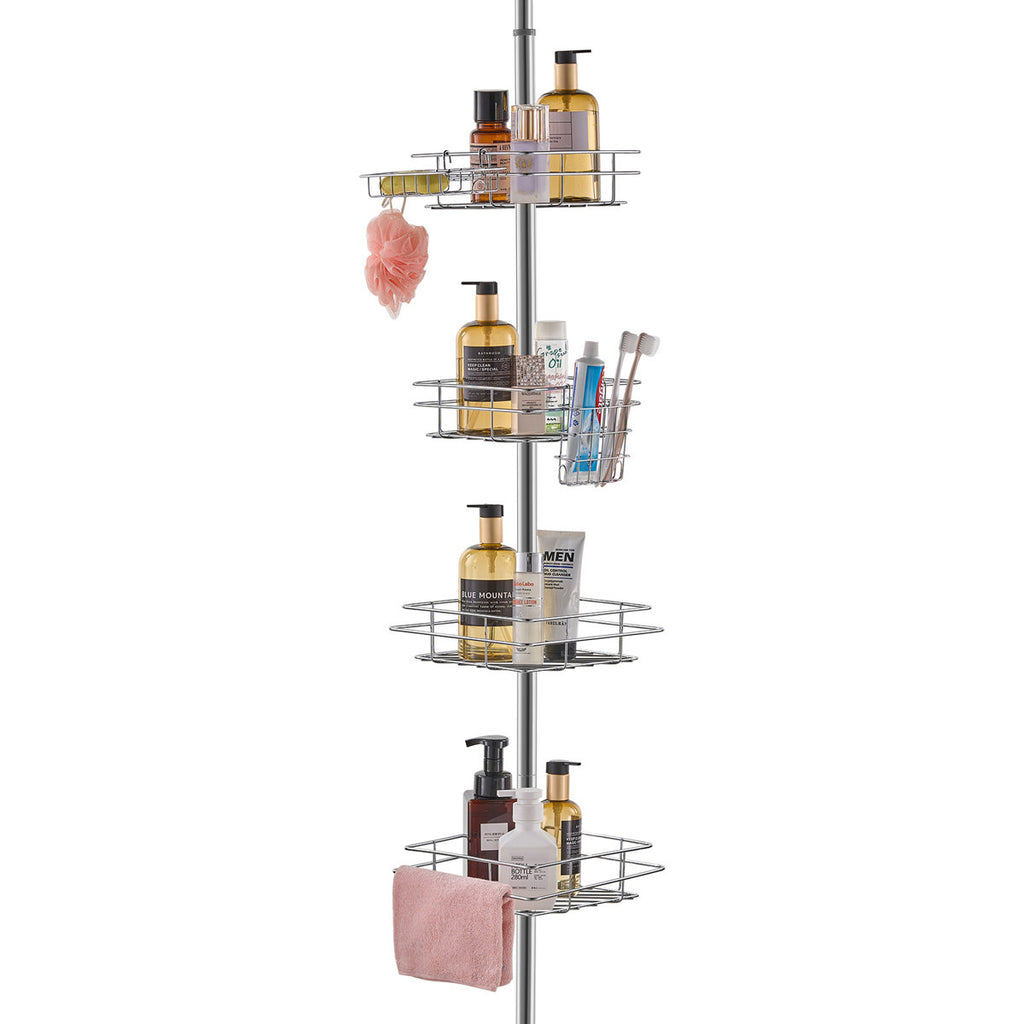 42" to 114" High Shower Corner Caddy Tension Pole Rust-Proof Tension Pole in Square Shape